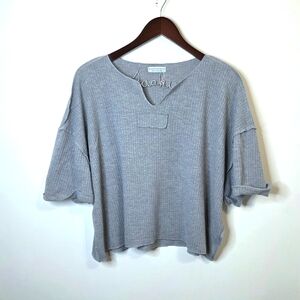Paper Crane Gray Waffle Knit Top Size Large